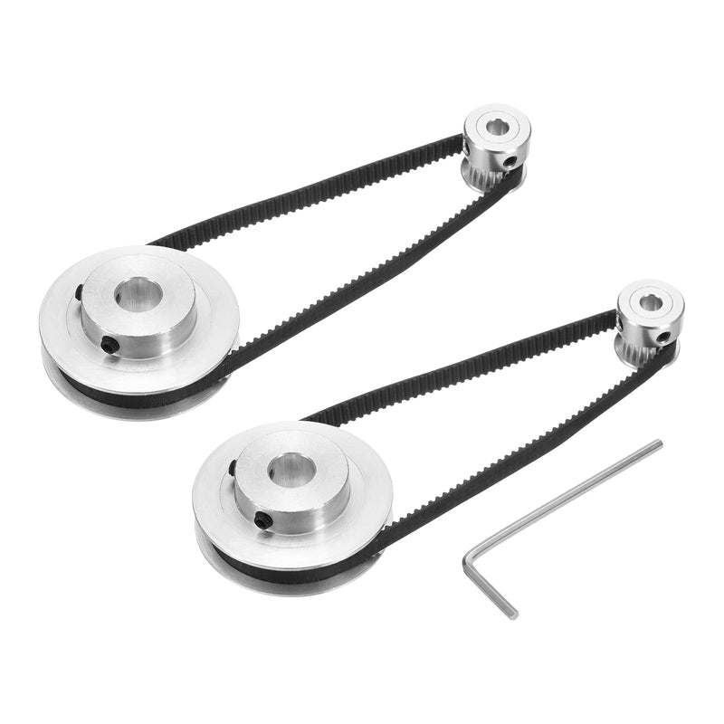 uxcell 2 Set GT-2 Synchronous Wheel 20&48 Teeth 6.35mm Bore, Aluminum Alloy Timing Pulley Wheel with 2Pcs Length 200mm Width 6mm Belt for 3D Printer, CNC Machine (20-48T-6.35B-6)