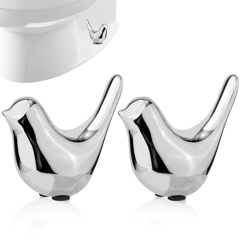2pcs Toilet Bolt Caps, Bird Shape Ceramic Toilet Bolt Covers Hidden Toilet Screw Cover Caps Decorative Toilet Bolt Caps Animals for Bathroom Toilet Decoration (Silver) Silver