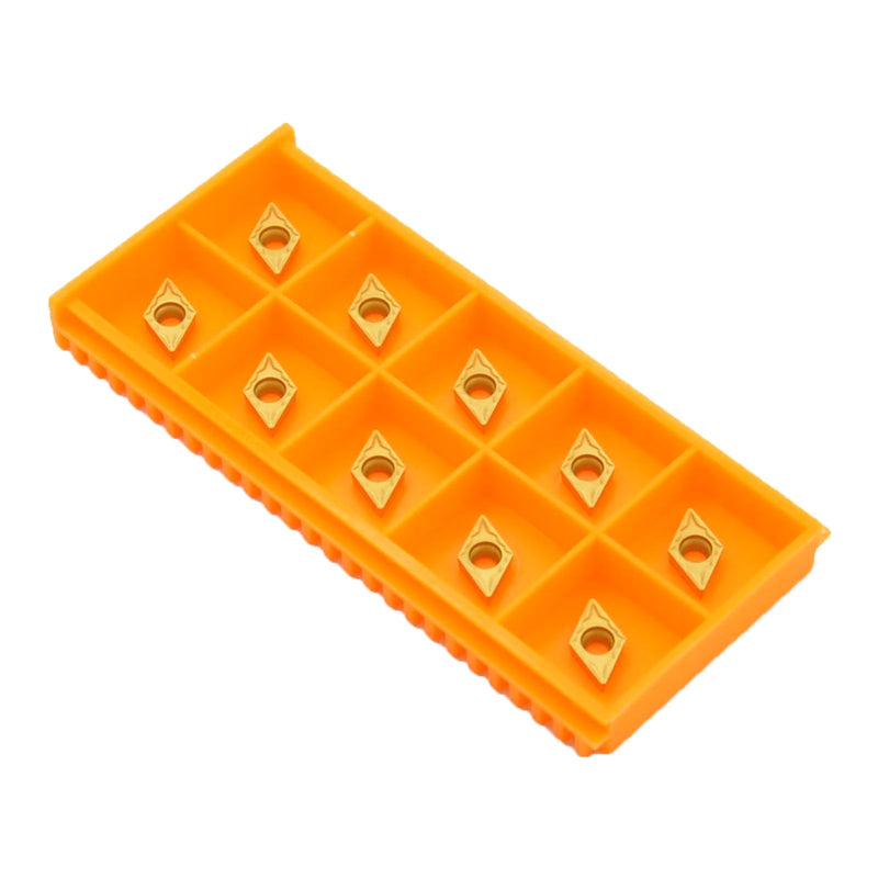 DCMT21.51 Dcmt070204-HMP Carbide Turning Inserts, CVD Coated for Steel, 1/4" IC Lathe Tools for Carbon & Alloy Steel Machining, 10 Pcs DCMT21.51-HMP