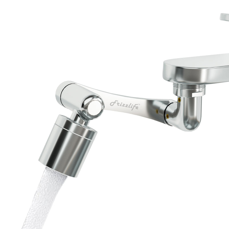 Frizzlife 1440° Swivel Faucet Extender Sink Aerator, 3-Mode Sprayer Water Filter Extension, 1080° Robotic Arm + 360° Rotating Universal Tap Attachment For Bathroom/Kitchen ＆ Washing Hair/Face/Kids Use FD1440