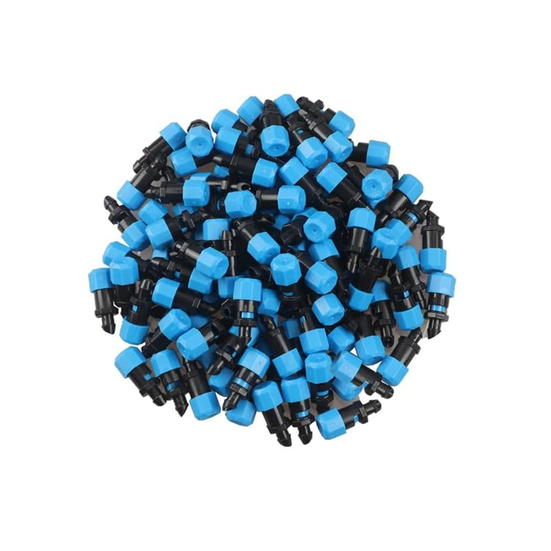 100PCS 0-260L/H Adjustable Irrigation Drippers Sprinklers 1/4 Inch Emitter Dripper Micro Drip Irrigation Sprinklers for Watering System (Blue) Blue