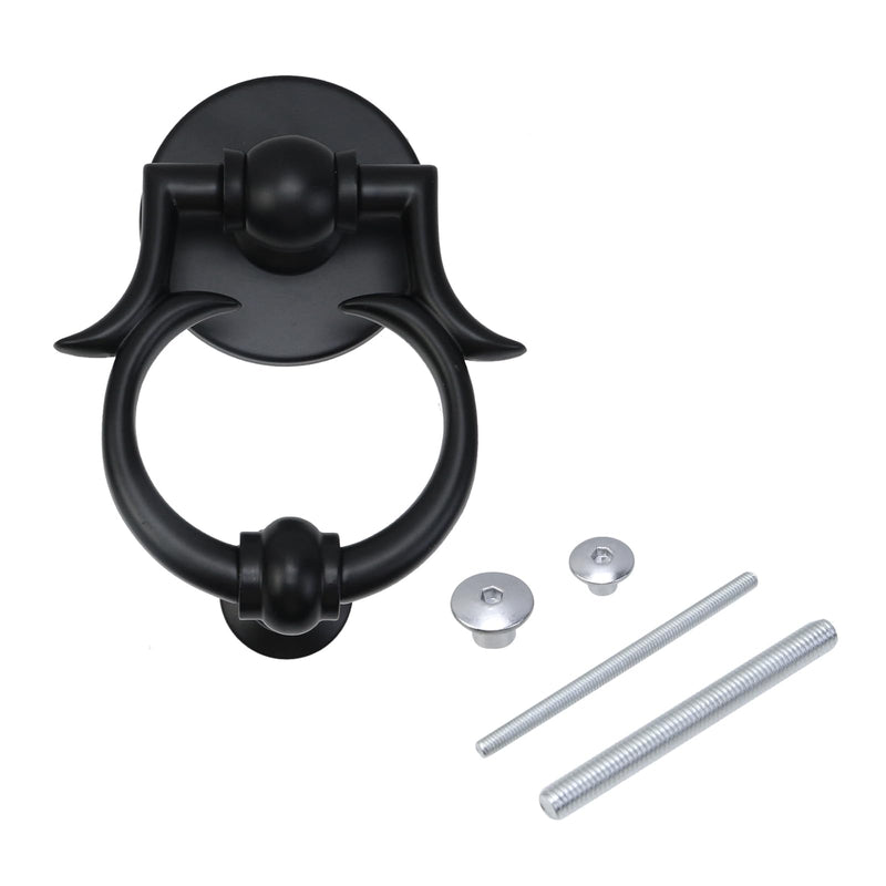 Door Knocker for Front Door, Gate Knocker with Strike Plate Door Hardware Door Knockers Home (Black)