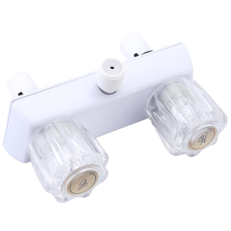 RV Shower Faucet, Dual-Handle Camper Shower Faucet with Acrylic Knobs, 4" RV Shower Valve Diverter, RV Outdoor Shower for RV, Camper Van, Outside and Inside Bathroom Shower (White) White