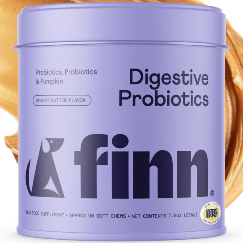 Finn Digestive Probiotics for Dogs - Complete Digestive System Support with Pumpkin, Prebiotics, & Live Probiotics - Vet Recommended & Made in The USA - 90 Soft Chews (Peanut Butter) Peanut Butter - PawsPlanet Australia