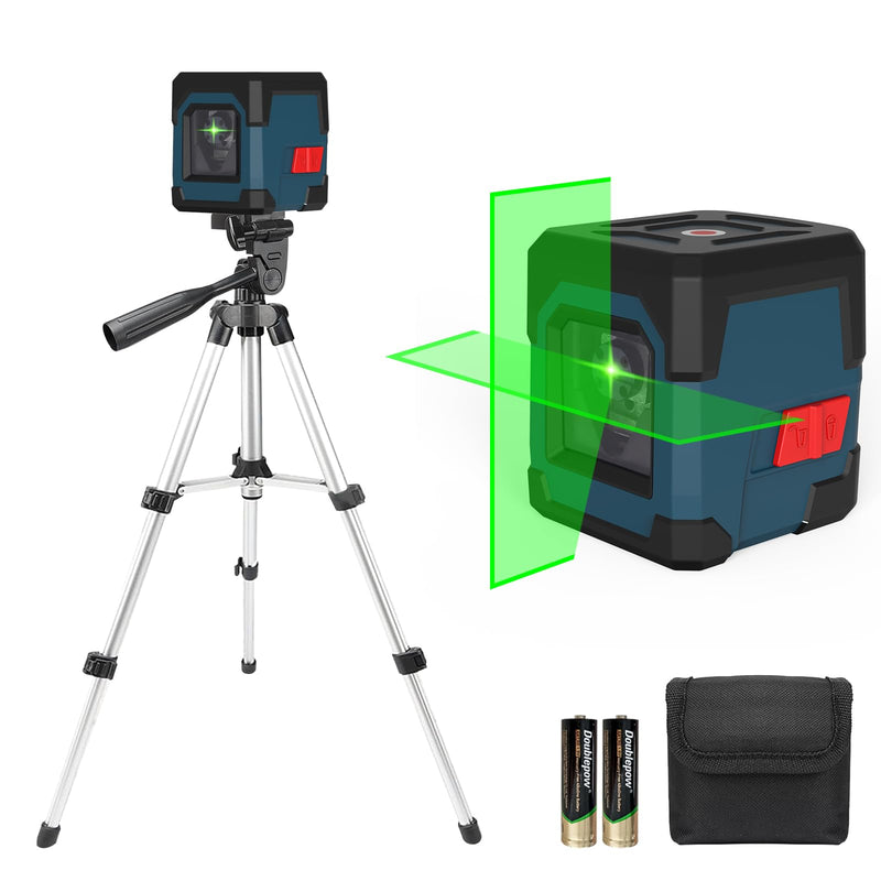 Laser Level, RockSeed Cross Line Laser with Self-Leveling, Vertical and Horizontal Line, Rotatable 360 Degree, Carrying Pouch, Battery Included (Green with Tripod) Green With Tripod