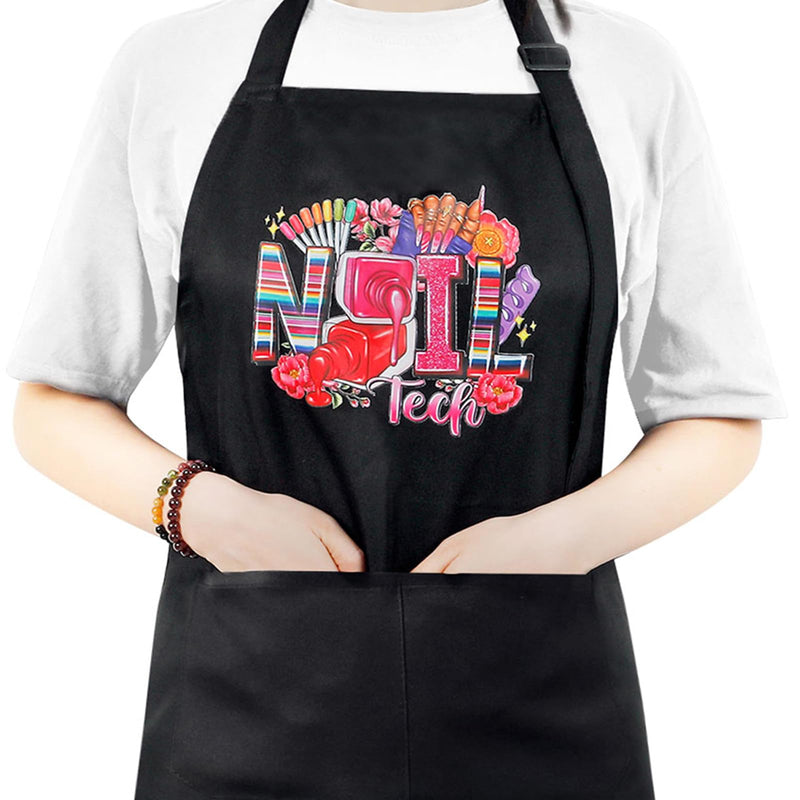Adjustable Manicurist Apron, Waterproof Nail Tech Apron with 2 Pockets, Professional Cosmetics Apron Nail Polish