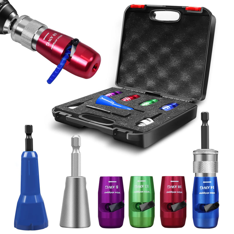 Wire Twister Tool for Drill, Wire Stripping Tool for Drill, Drill Wire Stripper and Twister Kit, Wire Stripping Tool & Wire Twisting Connector, 8 In 1 Wire Stripping and Twisting Electrician Tool Set