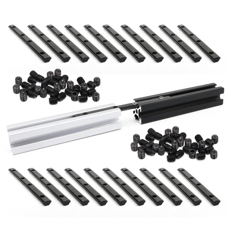 20Pcs 2020 Aluminum Extrusion T Slot Corner Bracket Extruded Hardware Straight Line Connector with Screw for 20 Series Black 20/20 80 20 2040 T V Slot Aluminum Profile Length Fasteners 20Pcs Straight Bracket with Screw