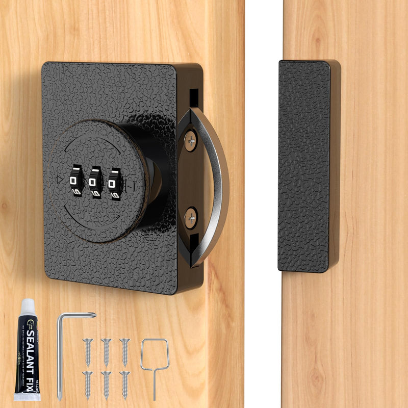 Keyless Combination Cabinet Lock, Anti-Pry 3-Digit Security for Swinging/Sliding Door, Drawer, Cupboard, Locker, Closet, Child Safety, Easy Installation (Black, 1 Pack) Black