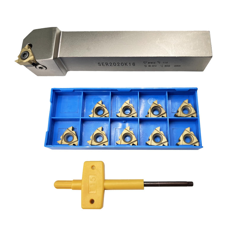 Lathe Tool Threading Solution: SER2020K16 Turning Tool Holder with Indexable Lathe Tool Threading Insert 16ER AG60 for Efficient Lathe Thread Cutting (Alloy Spring Steel 60Si2Mn) Alloy Spring Steel 60Si2Mn