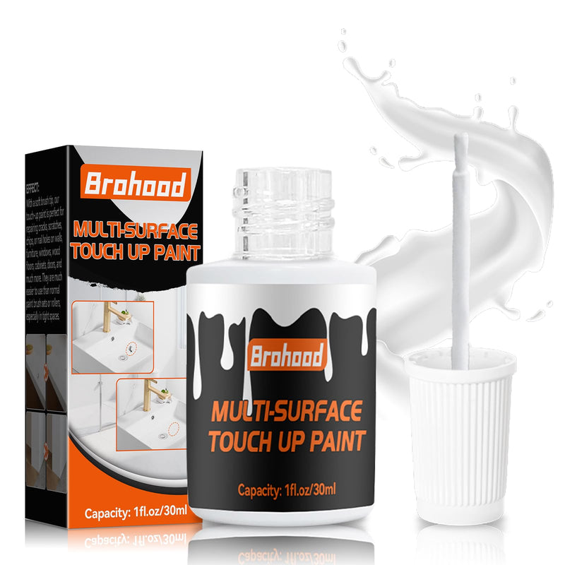 Brohood White Touch Up Paint, Appliance Kitchen Cabinet Bathtub Paint for Wall, 30ML Multi Surface Touch Up Paint Pen, Semi Gloss White Wall Paint for Enamel Porcelain Door Furniture Chips Scratches 1 Pack Semi Gloss - NewNest Australia