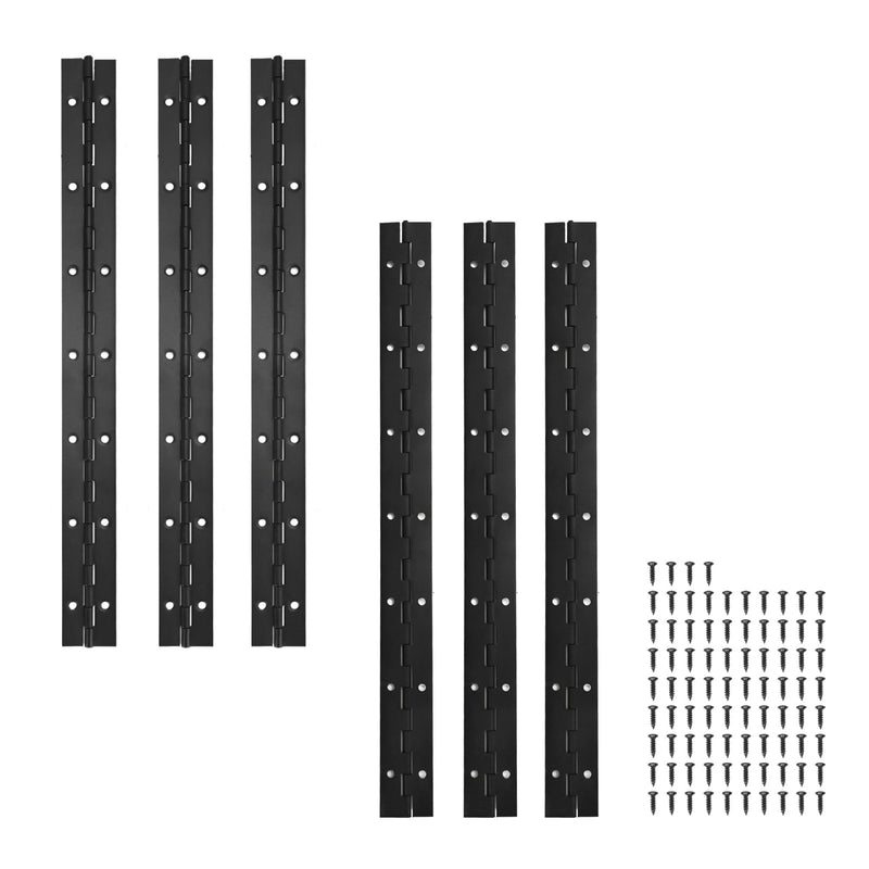 6 Pcs Continuous & Piano Hinges,14 inches Black 304 Stainless Steel Hinges 0.04" Thickness Heavy Duty Continuous Hinges with Holes for Pianos，Door，Wooden Boxes，Cabinet (14inch) 6 14inch