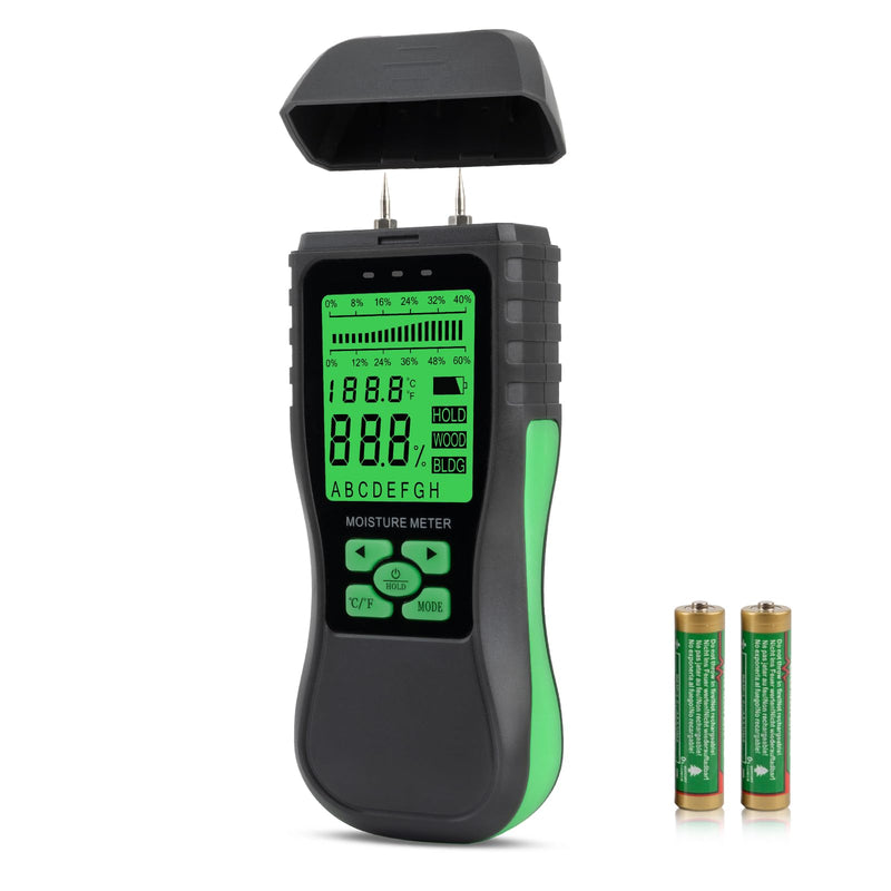 Digital Wood Moisture Meter, Water Leak Detector, Building Materials Humidity Tester, Pin Type Moisture Meter for Wall Masonry Concrete Cardboard Paper Firewood