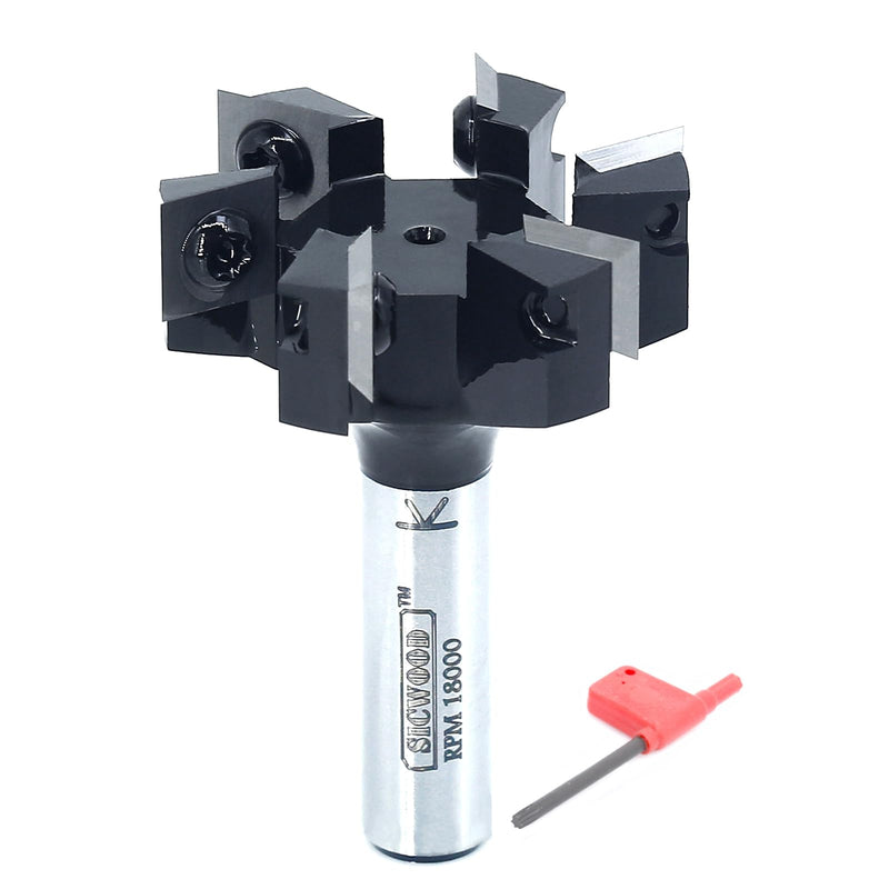 Slab Flattening Router Bit 1/2 Shank, 6-Wing, 2" Cutting Dia, Insert Carbide CNC Spoilboard Surfacing Router Bit, Wood Planer Planing Bit for Flycutter/ Slab Leveler/ Rabbeting by SICWOOD 2" Dia,1/2 Shank, 6-Wing Surfacing Bit 1/2 Shank