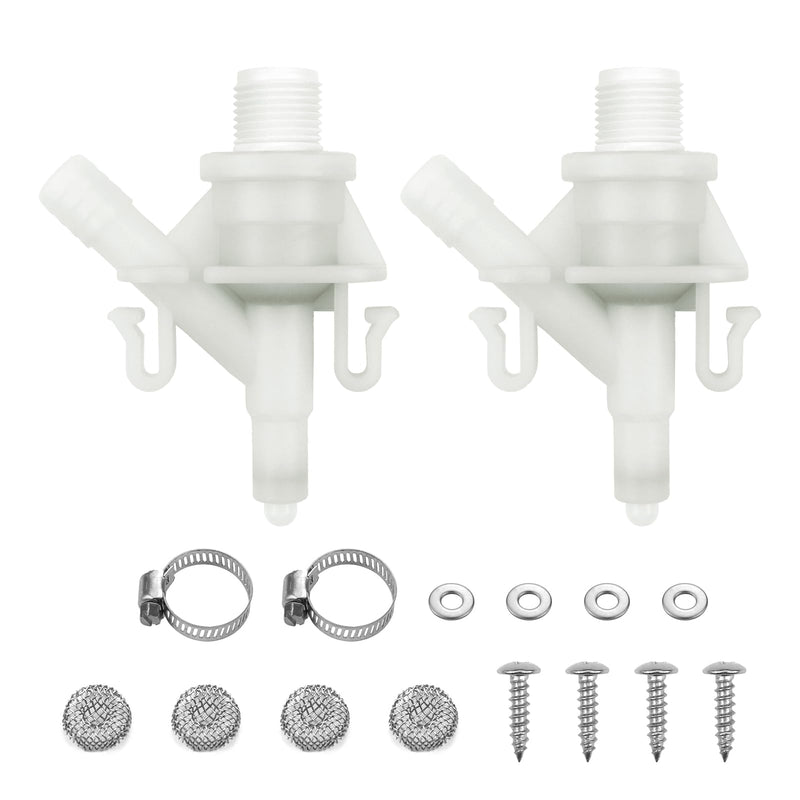 2 Pack 385311641 RV Toilet Water Valve Replacement Kit, Durable Plastic Water Valve Kit, for 300 310 320 Series for Dometic and Sealand Marine Toilet, Includes Hose Clamp and Fasteners 2