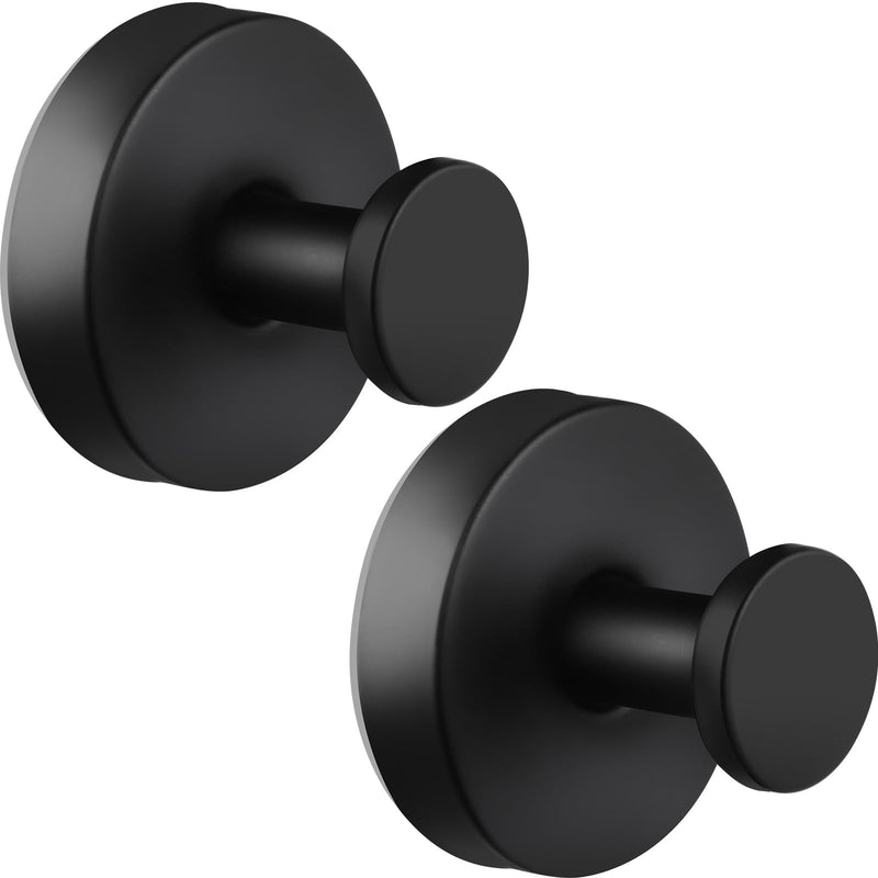 Vacuum Suction Cup Hooks, 2 Pack Stainless Steel Suction Hooks for Shower Bathroom Towel Hooks Shower Hooks Holders Shower Hooks Hanging Towels, Loofah, Robe, Coat(Black) Black