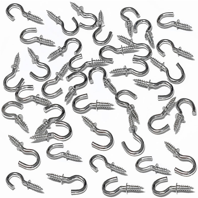 100 Pcs 1/2 Inch Metal Cup Hooks Ceiling Screw Hooks for Attachment and Suspension, Silver 1/2 Inch (100 Count)