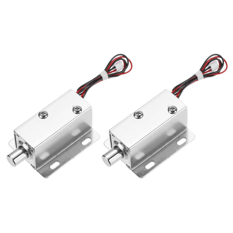 uxcell DC 12V 0.8A Electromagnetic Solenoid Lock Mini Door Drawer 2.1x1.6x1.1Inch Tongue Down Design Magnetic Lock Function for Cabinet Drawer Safety Lock 2 Pcs