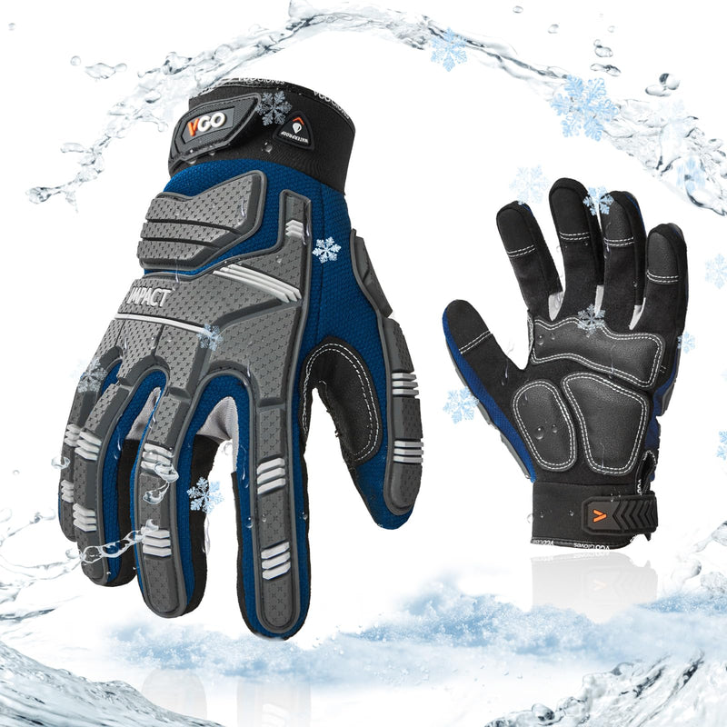 Vgo... -20/-4F COLDPROOF Winter Work Gloves - Mechanics & Impact Gloves - Anti-Vibration & Heavy Duty (SL9792FW) Medium Blue