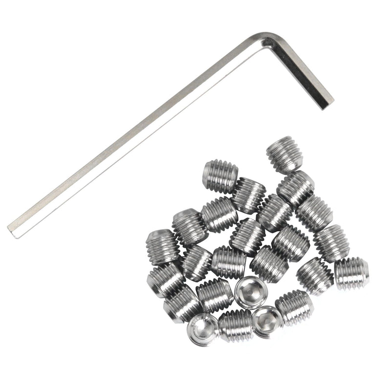 25PCS 1/4-28 x 1/4 304 Stainless Steel Full Thread Cup Screw Hexagon Socket Screws Grub Screw Wrench Screw with Hex Key Wrench