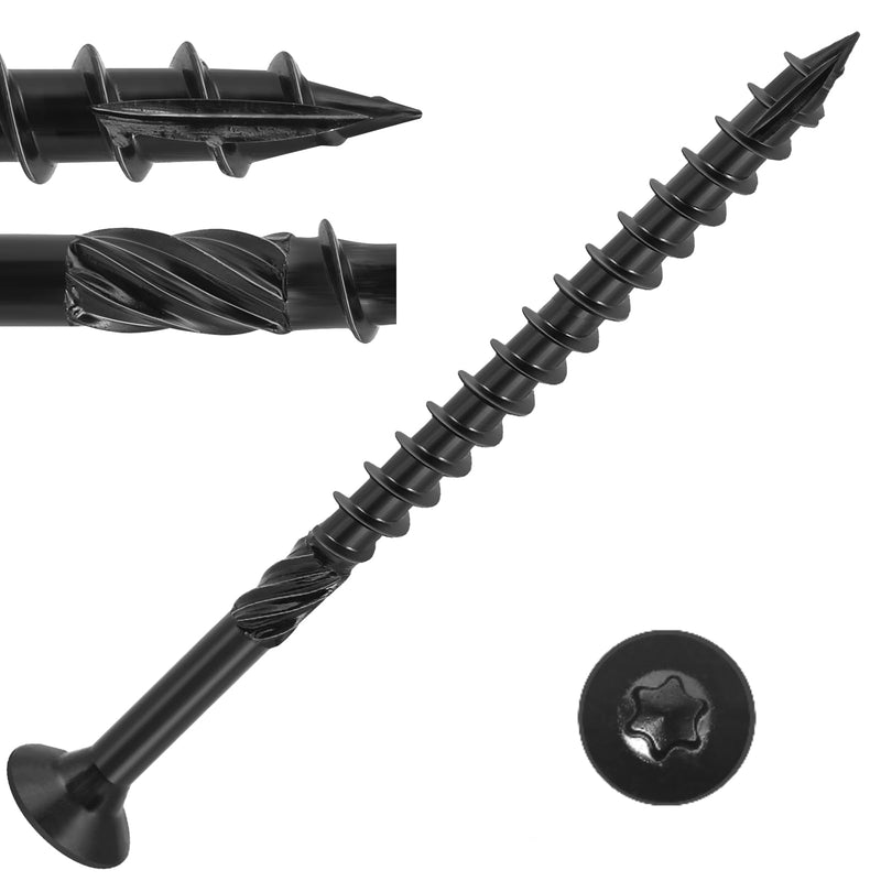Deck Screws #14 x 6 inch,Heavy Duty Exterior Wood Screws,Torx Drive Head Deck Screw Black Rust Resistant Epoxy Coated,Long Outdoor Decking Screws with Star Bit,for Fence,Timber(20 pcs) #14 x 6"