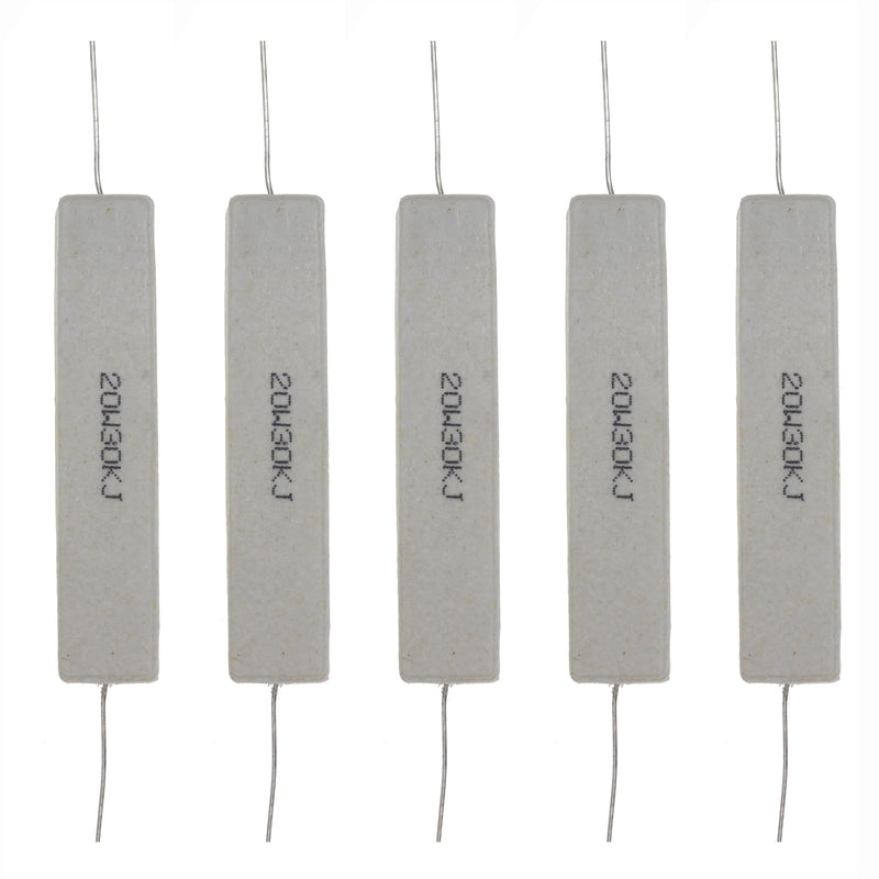 (Pack of 5) 20W 30K Ohm 5% Power Wirewound Ceramic Horizontal Cement Resistor Part6 30K Ohm