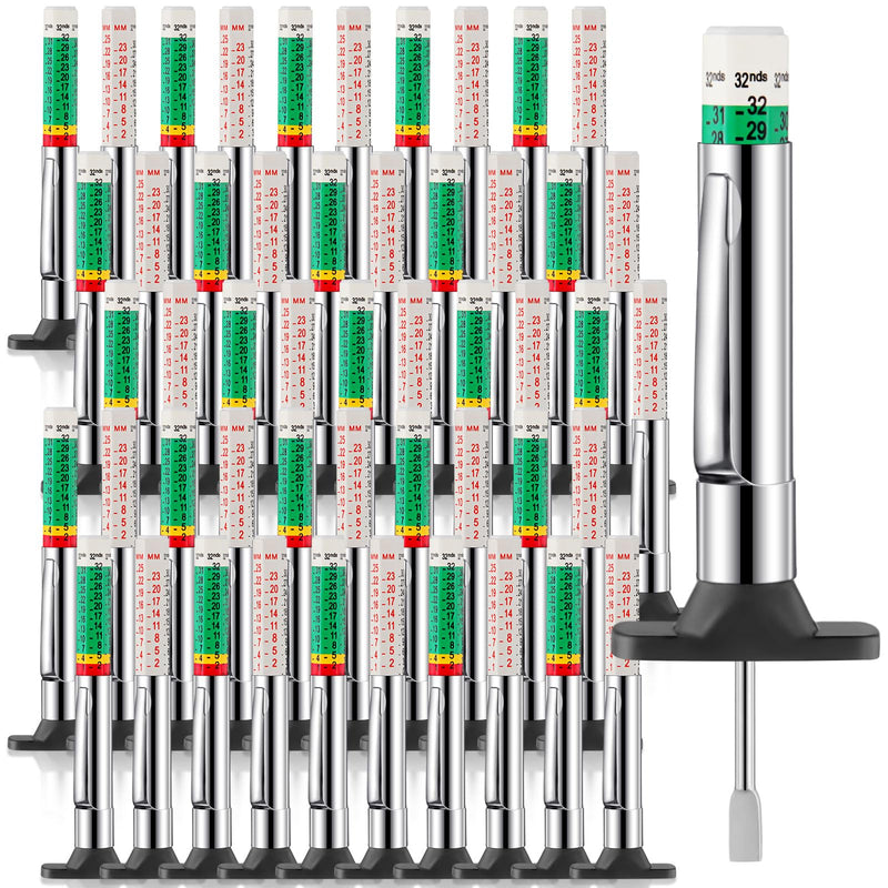 Tellegloww 50 Pcs Tire Tread Depth Gauge Color Coded Tyre Depth Gauge Tool Tread Accurate Measure Tools Metric Gauges for Car Trucks Various Vehicle (White and Green) White and Green