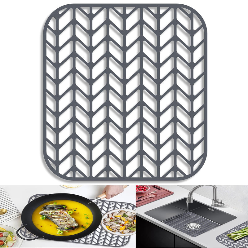 AWOKE Sink Protectors for Kitchen Sink - 12.25" x 11.5" Sink Mat - Heat-resistant Easy-clean Silicone Sink Mat - for Protection of Stainless Steel Sink 12.25" x 11.5"