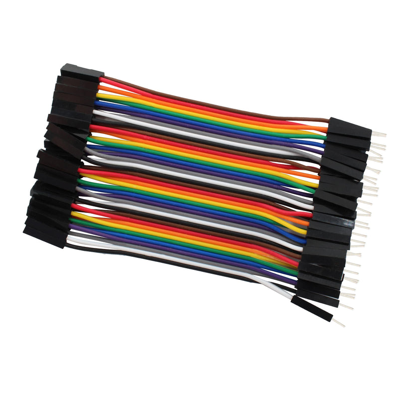 40pcs 10cm Dupont Wire Male to Female 40pin Breadboard Jumper Wires Multi-Color Ribbon Cable Line Connector 40pin(M/F)