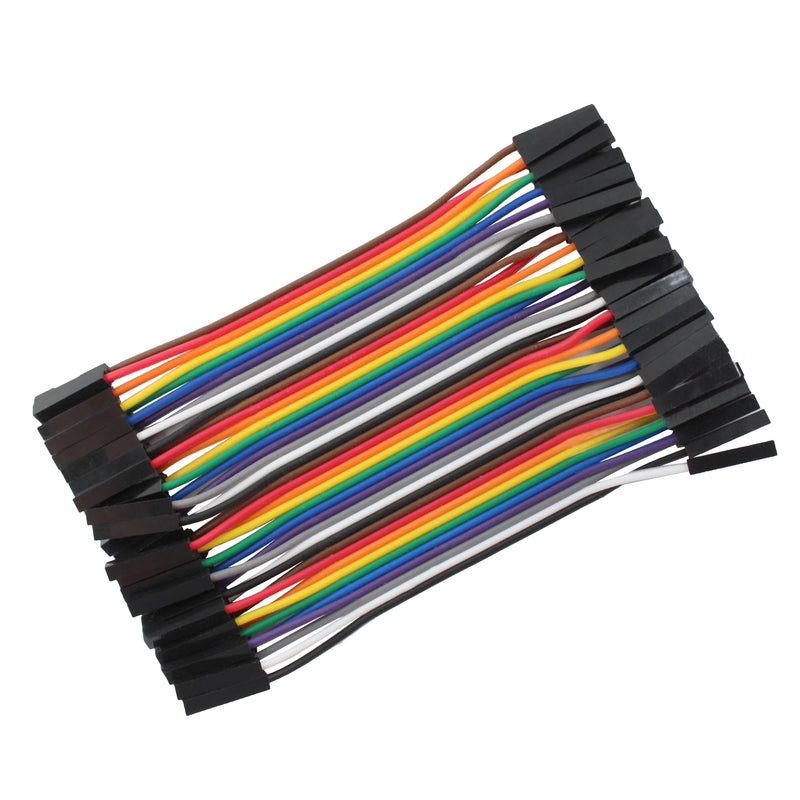 40pcs 10cm Dupont Wire Female to Female 40pin Breadboard Jumper Wires Multi-Color Ribbon Cable Line Connector 40pin(F/F)