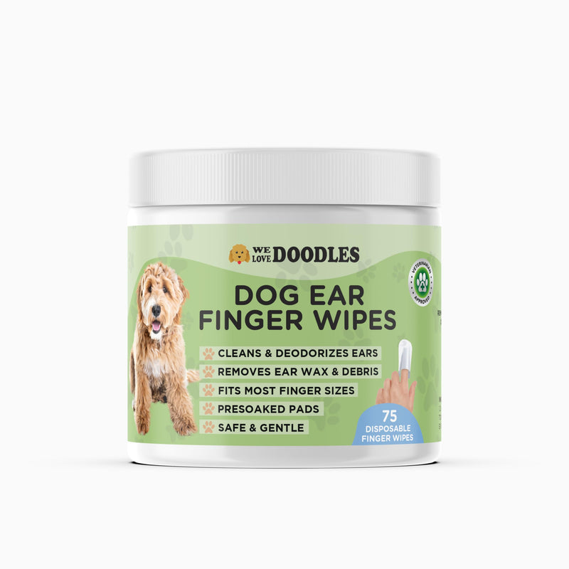 We Love Doodles Dog Ear Wipes - Pre Soaked Finger Ear Wipes for Dogs, Safe & Gentle Ear Cleaner for Dogs, Cleans & Deodorizes, Pet Wipes for Dogs, Dog Cleaning Wipes for Easy Grooming, 75 pcs - PawsPlanet Australia