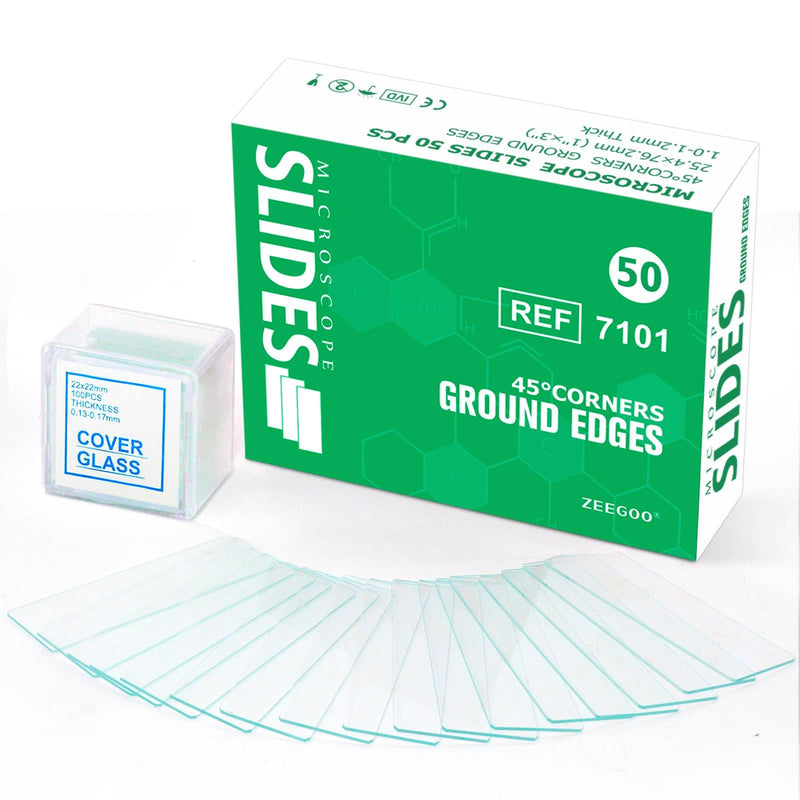 Microscope Slides, Ultra-Clear Blank Microscope Slides and Covers - 50 Slides, 100 Coverslips, Optical Glass Slides for Microscope, Microscope Accessories for Experiments and Analyses