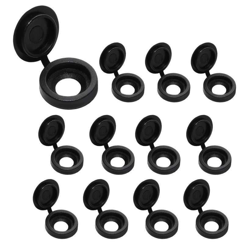 100 Pieces Black Screw Covers Caps,Plastic Hinged Screw Cover Caps,Fold Screw Snap Covers Washer Flip Tops for Decorative and Protective Use(Small) 5mm