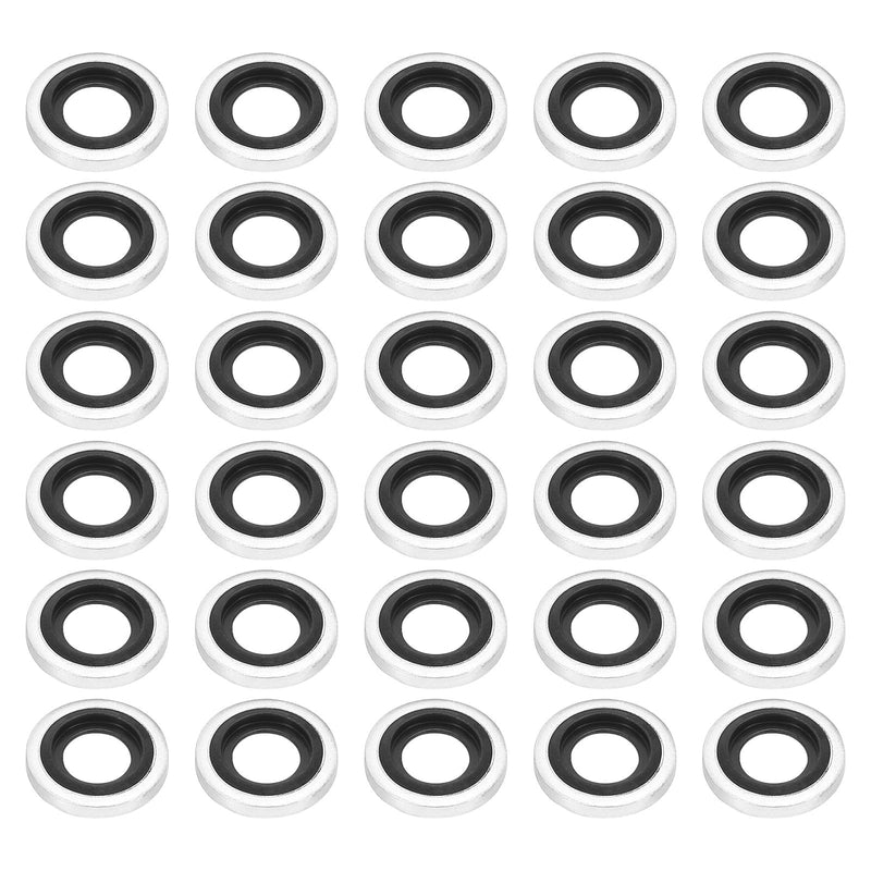 PATIKIL M8 Self-Centered Bonded Sealing Gasket, 30Pcs NBR Metal Bonded Sealing Washers Automotive Washers for Mechanical, Plumbing, Cylinder Repairs 30