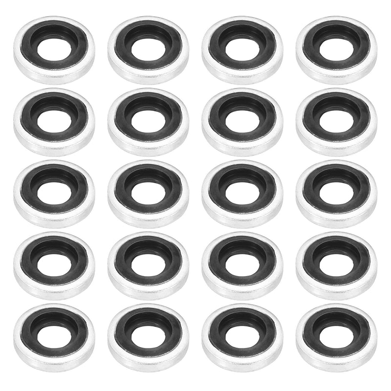 PATIKIL M6 Self-Centered Bonded Sealing Gasket, 20Pcs NBR Metal Bonded Sealing Washers Automotive Washers for Mechanical, Plumbing, Cylinder Repairs 20