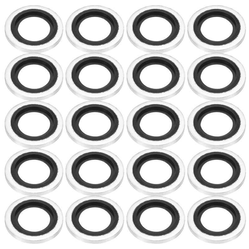 PATIKIL G1/4" Self-Centered Bonded Sealing Gasket, 20Pcs NBR Metal Bonded Sealing Washers Automotive Washers for Mechanical, Plumbing, Cylinder Repairs 1/4" 20