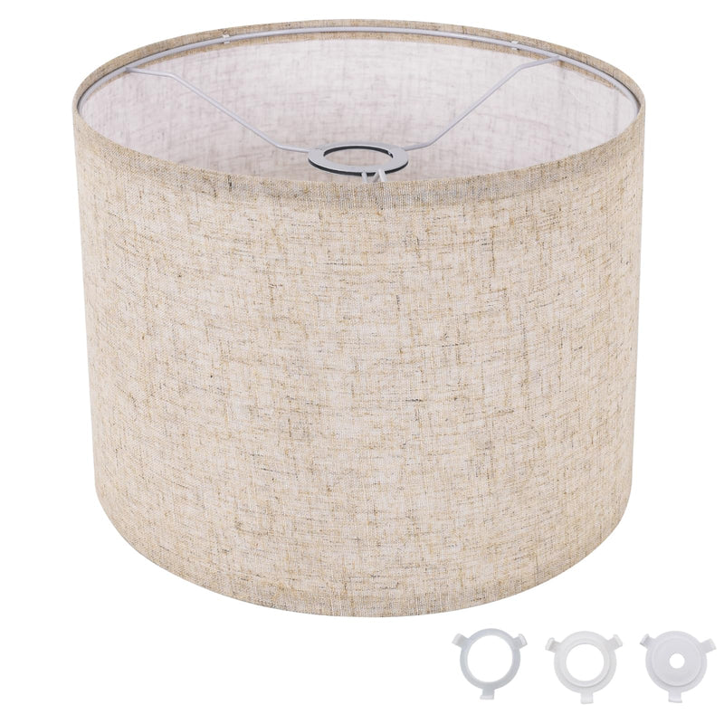 Small Lamp Shade, Beige Drum Lampshade 8.7''Top X 8.7'' Bottom X 7.9'' High, Replacement Lamp Shade Natural Linen Hand Crafted for Table Lamps Floor Lamps Chandelier Lamp, Easy Assembly Required