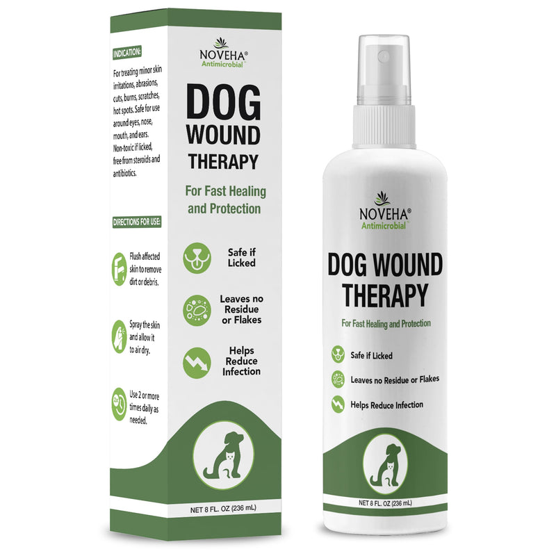 NOVEHA Dog Wound Therapy Spray - Itch Relief & Skin Repair for Dogs - Clean Wounds with Soothing Hypochlorous Acid for Allergies and Other Dog Skin Problems - Immediate Itching Relief - 8 oz Bottle - PawsPlanet Australia
