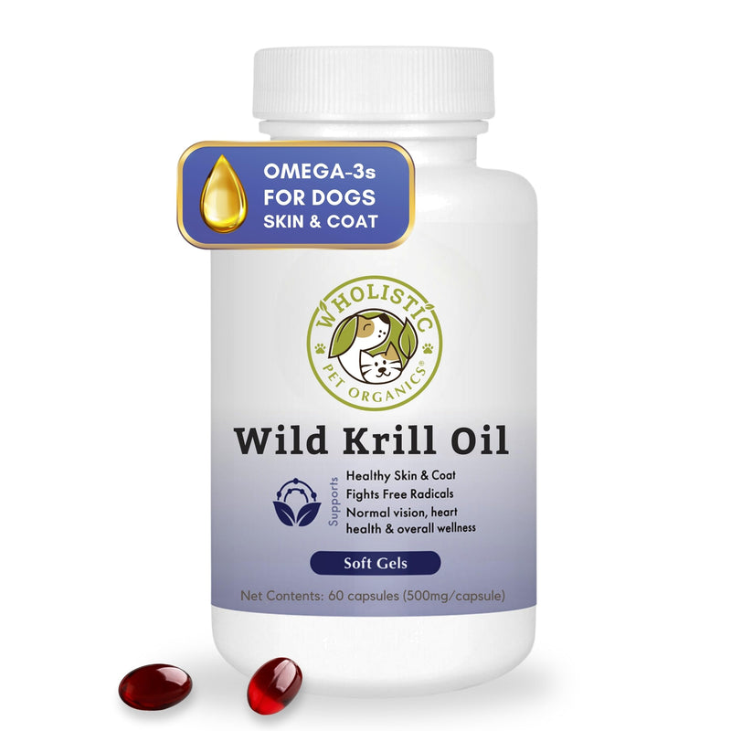 Wholistic Pet Organics Krill Oil for Dogs - Dog Itching Skin Relief & Joint Health - Omega 3 Supplement for Skin & Coat Support, Allergy Relief, Senior Dog Supplements, and Healthy Coat for Dogs - PawsPlanet Australia