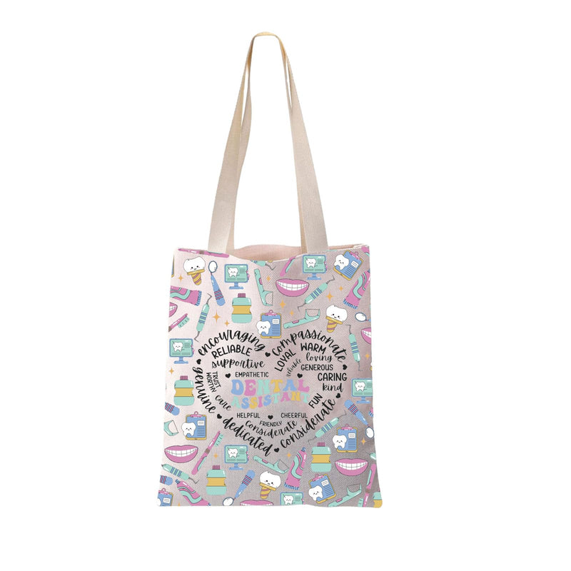 JYTAPP Dental Assistant Gift DA Gift Dental Assistant Canvas Tote Bag Dental Sch-ool Graduation Gift Future Dentist Gift Beige