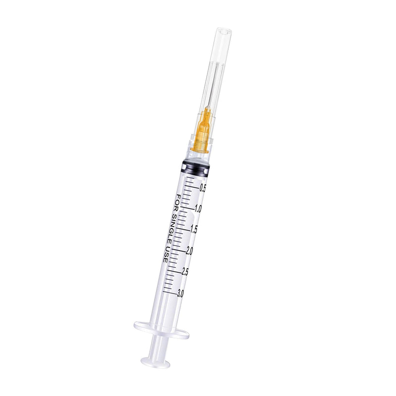 3ml Syringes with Needle - 25G,1.0 inch Needle Luer Lock Syringe,Sterile Individually Wrapped (3ml-25G-30pack) 3ml 30.0