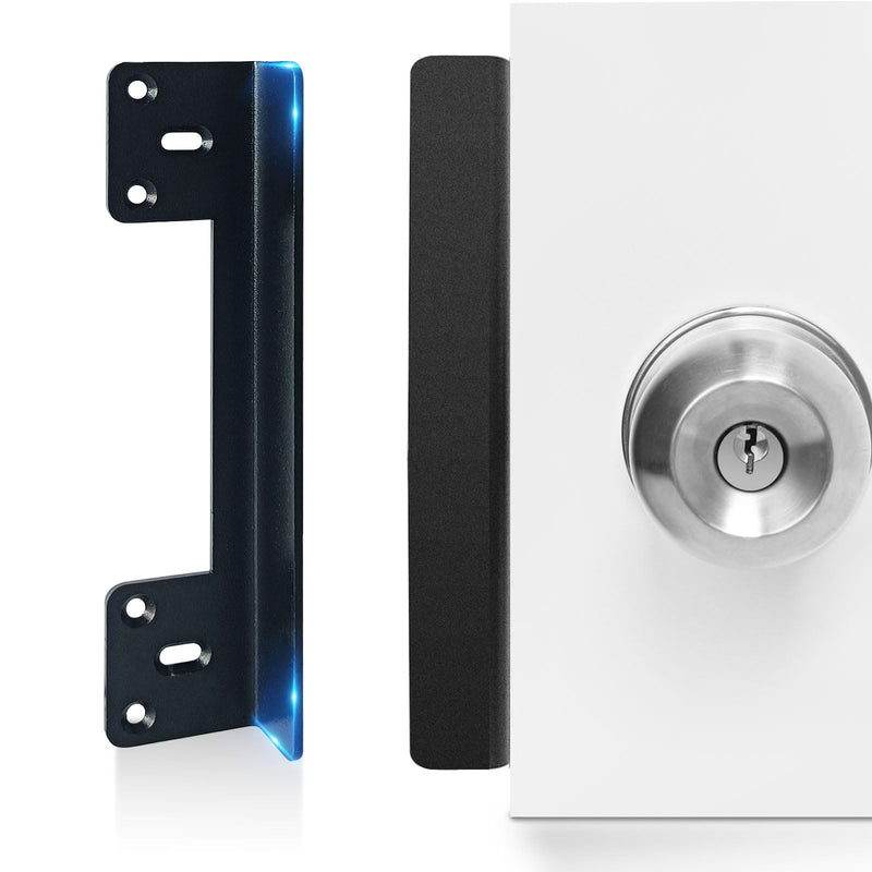 Door Latch Guard Plate 7” with 1” Offset Cover, Outswing Door Security Protector Shield, Heavy Duty Version, Door Knob/Deadbolt Latch Protector Plate (1 Pack) 1 Pack
