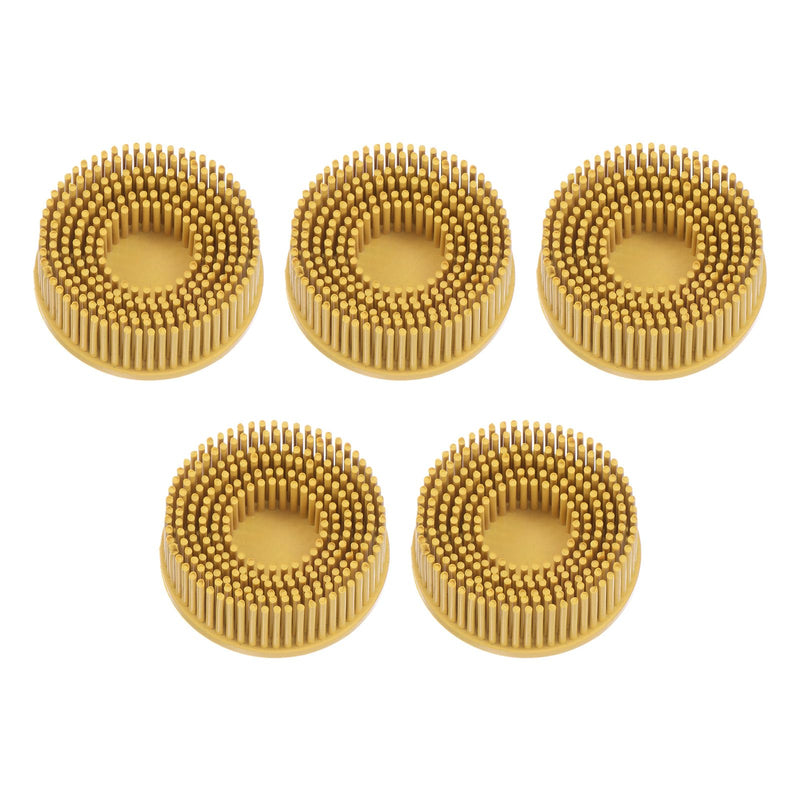 HARFINGTON 5pcs Bristle Disc 2" 80 Grit Abrasive Brush Deburring Electric Disc Brush with Quick Change Roll Lock Abrasive Coating Removal Disc for Metal, Yellow