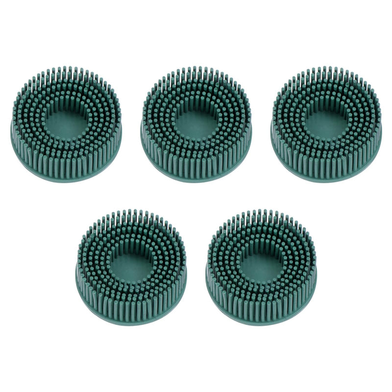 HARFINGTON 5pcs Bristle Disc 2" 50 Grit Abrasive Brush Deburring Electric Disc Brush with Quick Change Roll Lock Abrasive Coating Removal Disc for Metal, Green