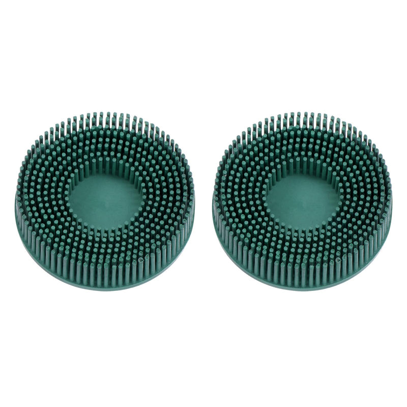 HARFINGTON 2pcs Bristle Disc 3" 50 Grit Abrasive Brush Deburring Electric Disc Brush with Quick Change Roll Lock Abrasive Coating Removal Disc for Metal, Green