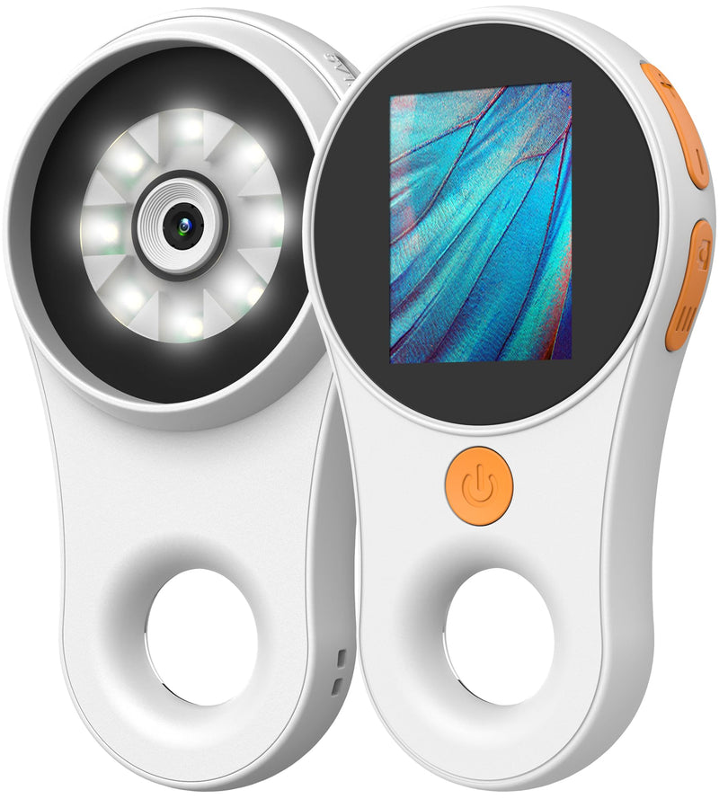 Digital Microscope Handheld 2.0 inch IPS Color Screen,Portable Digital Magnifying Glass 500x,Marco Microscopes,uilt-in 8LED Lights,USB Compatible with PC Windows, Mac OS White