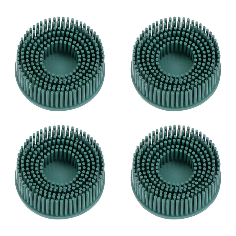 HARFINGTON 4pcs Bristle Disc 2" 50 Grit Abrasive Brush Deburring Electric Disc Brush with Quick Change Roll Lock Abrasive Coating Removal Disc for Metal, Green