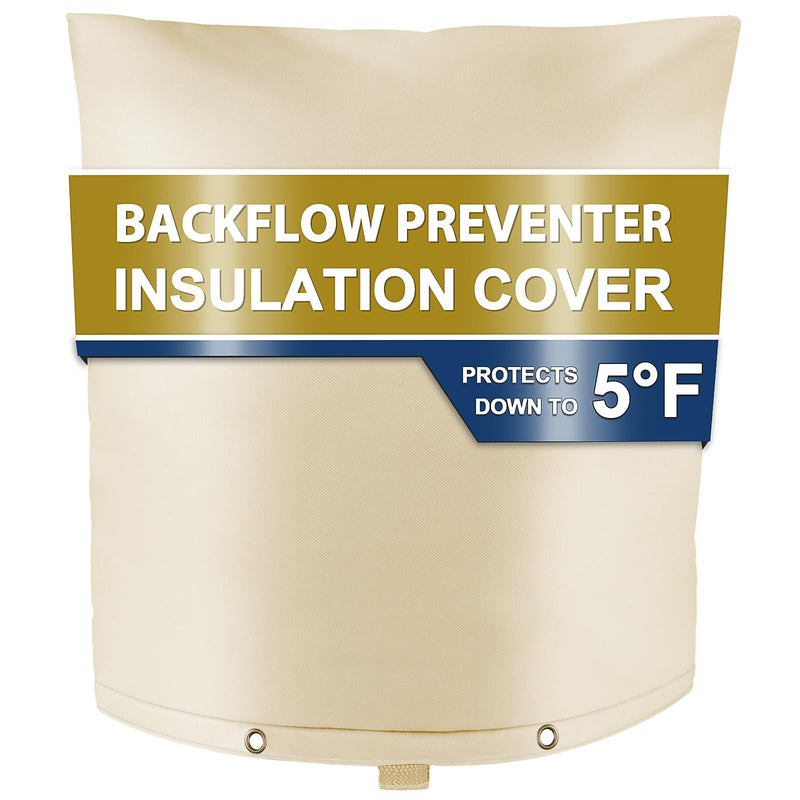Backflow Preventer Insulation Cover (5°F) - Backflow Insulation Cover - Backflow Valve Cover Insulated - Sprinkler Valve Cover - Insulated Well Pump Cover for Outside, 16" W x 20" H, Beige 16"W x 20"H