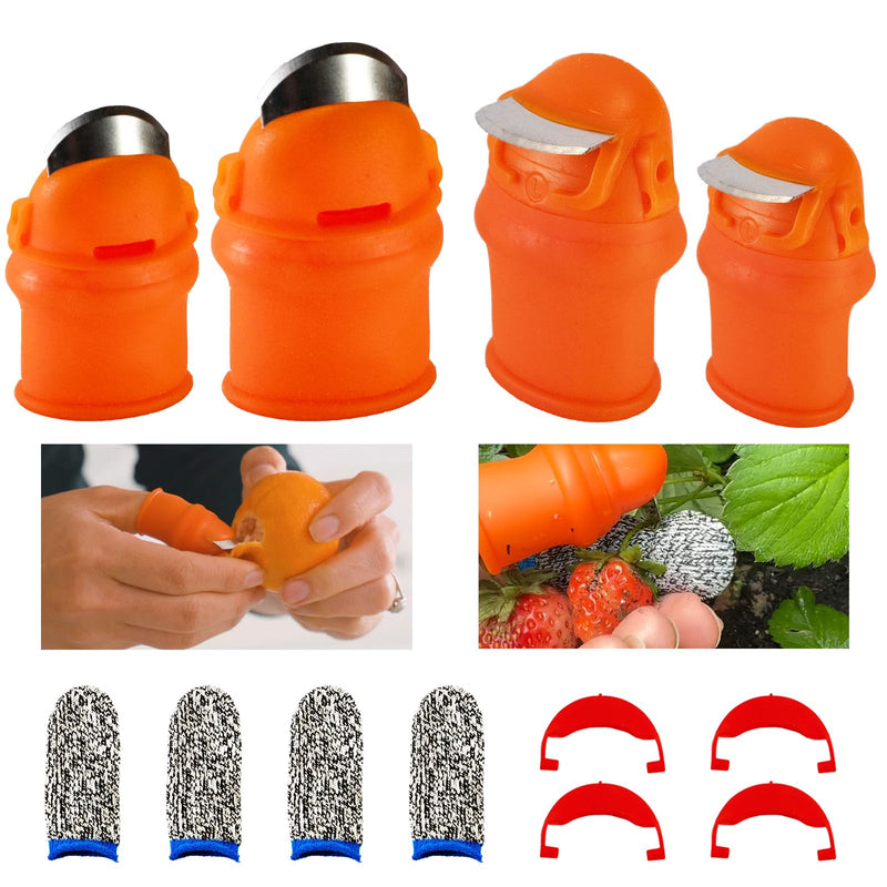 12 Pcs Gardening Thumb Knife Cutter Set, Finger Cutter with Anti-Cutting Finger Protector, Thumb Cutter Knife for Vegetable Garden, Harvesting and Deadheading, Present for Gardeners
