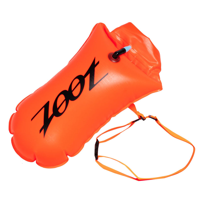 Zoot Ultra Swim Safety Buoy & Dry Bag, High-Visibility Open-Water Safety Floatation Device with Storage for Long-Distance Swimming Training Sessions (15L) - Neon Orange - 15L